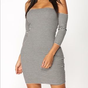 NWT Fashion nova Off shoulder striped dress